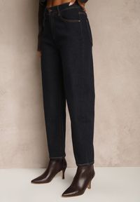 Renee - Granatowe Jeansy Mom Fit Regular Waist Ahortia. Okazja: na co dzień. Kolor: niebieski. Styl: casual, klasyczny #2