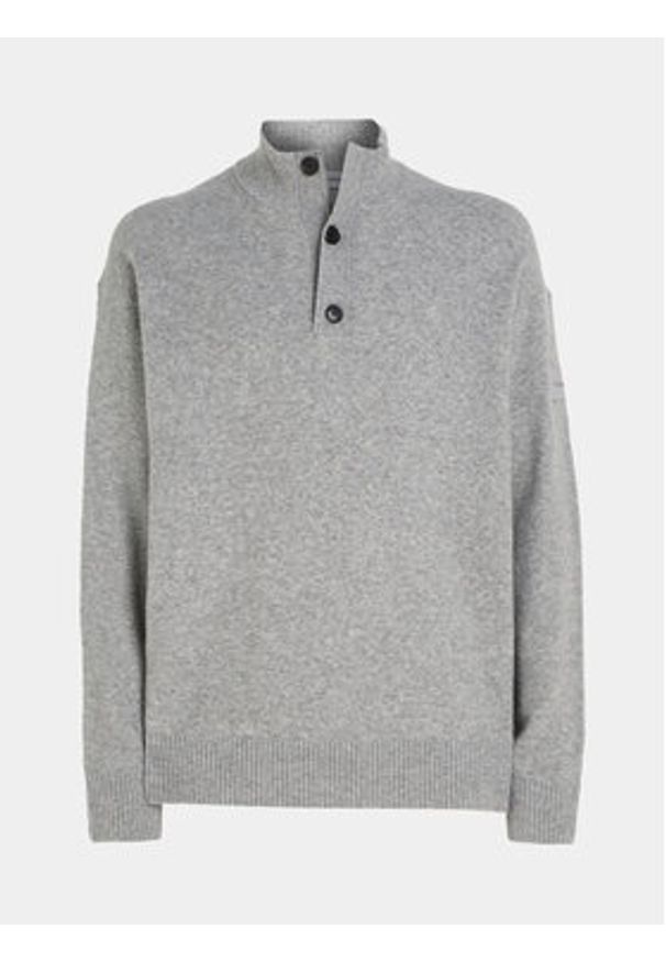 Calvin Klein Sweter K10K111960 Szary Regular Fit. Kolor: szary. Materiał: syntetyk