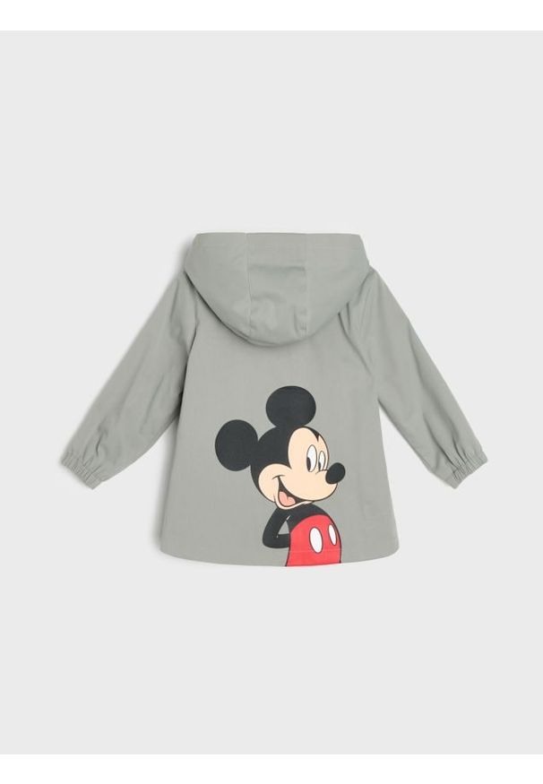 Sinsay - Kurtka z kapturem i naszywanymi kieszeniami Mickey Mouse - zielony. Typ kołnierza: kaptur. Kolor: zielony. Wzór: motyw z bajki