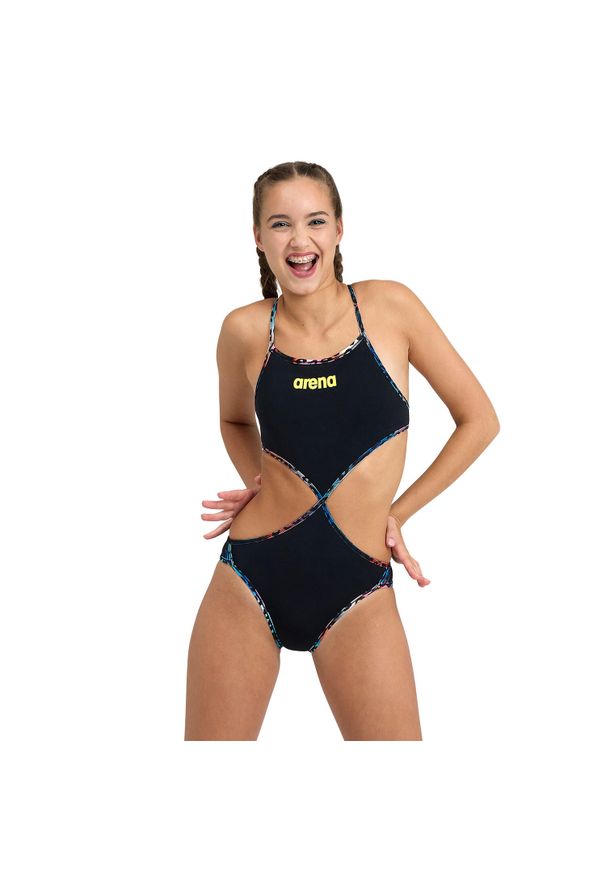 Damski kostium kąpielowy 1-częściowy Arena Rule Twist'n'mi. Kolor: wielokolorowy, czarny