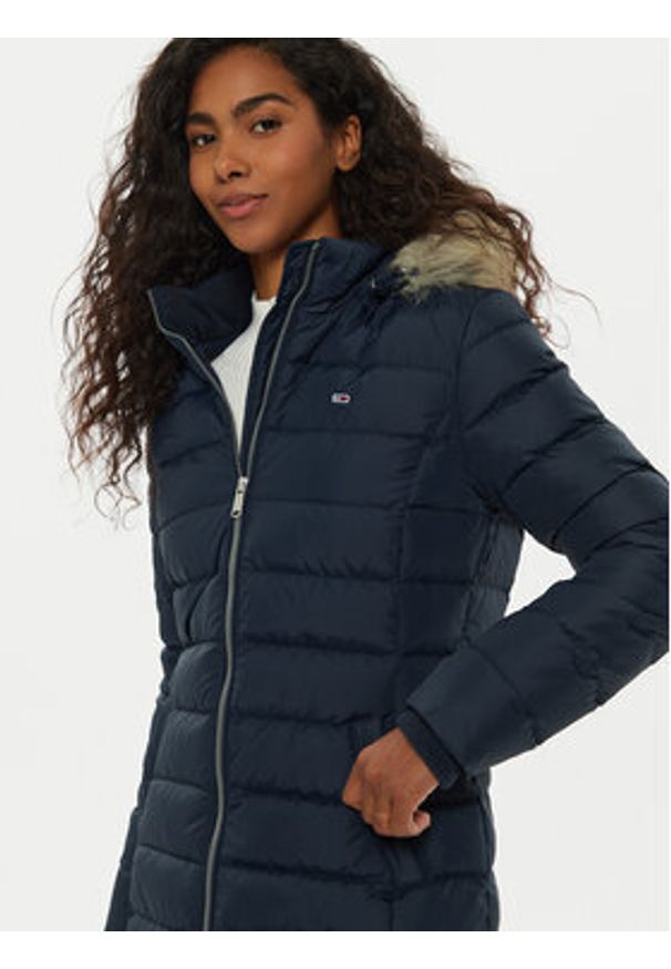 Tommy Jeans Kurtka puchowa Essential DW0DW18864 Granatowy Slim Fit. Kolor: niebieski. Materiał: syntetyk