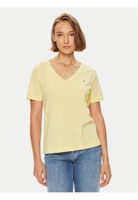 TOMMY HILFIGER - Tommy Hilfiger T-Shirt Modern WW0WW39781 Żółty Regular Fit. Kolor: żółty. Materiał: bawełna