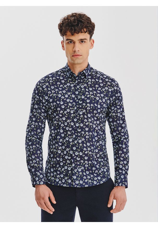 Pako Lorente - PAKO LORENTE - Bawełniana koszula w kwiaty. Materiał: bawełna. Długość rękawa: długi rękaw. Długość: długie. Wzór: kwiaty. Sezon: jesień