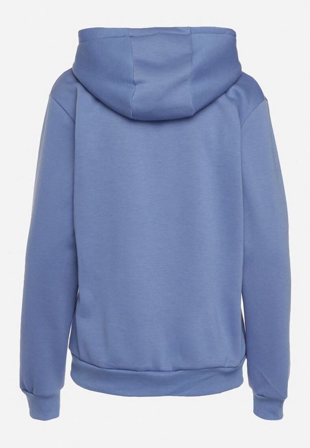 Born2be - Niebieska Bluza Basic z Kapturem Kasseia. Typ kołnierza: kaptur. Kolor: niebieski. Materiał: dzianina, polar. Styl: klasyczny