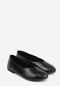 Renee - Czarne Gładkie Balerinki Basic z Zaokrąglonym Noskiem Kaleta. Okazja: na co dzień. Kolor: czarny. Materiał: skóra, jeans. Wzór: gładki. Styl: casual, klasyczny #6