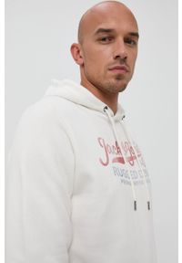 Premium by Jack&Jones Bluza męska kolor biały z kapturem z nadrukiem. Okazja: na co dzień. Typ kołnierza: kaptur. Kolor: biały. Materiał: dzianina. Wzór: nadruk. Styl: casual #3