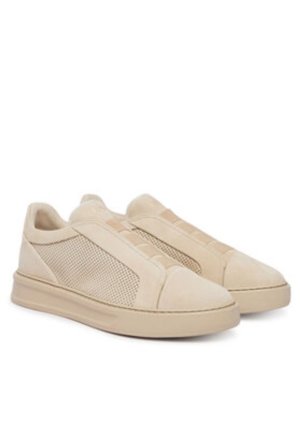 Fabi Sneakersy FU1326.A02ZIPCVG051 Écru. Kolor: kremowy. Materiał: skóra, zamsz