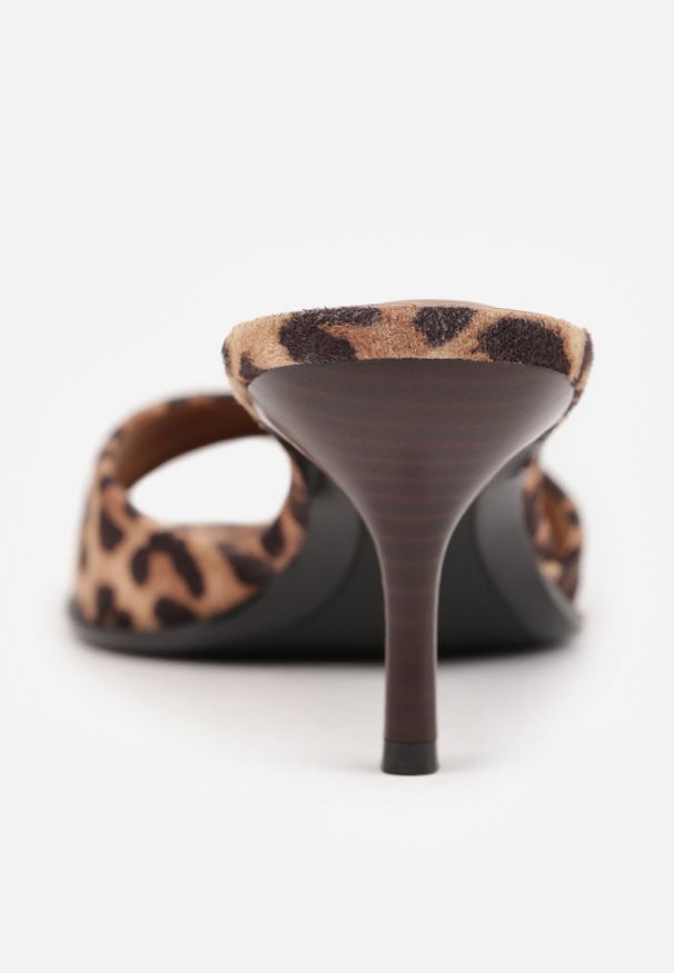 Born2be - Panterkowe Minimalistyczne Klapki na Szpilce VICES z Imitacji Zamszu Fodita. Okazja: na co dzień. Materiał: zamsz. Obcas: na szpilce. Styl: casual, elegancki. Wysokość obcasa: średni
