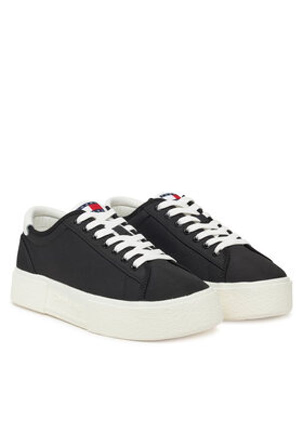 Tommy Jeans Sneakersy Tjw Flatform Canvas Sneaker EN0EN02792 Czarny. Kolor: czarny. Materiał: materiał