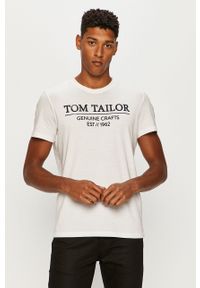 Tom Tailor Denim - T-shirt. Okazja: na co dzień. Kolor: biały. Materiał: denim. Wzór: nadruk. Styl: casual