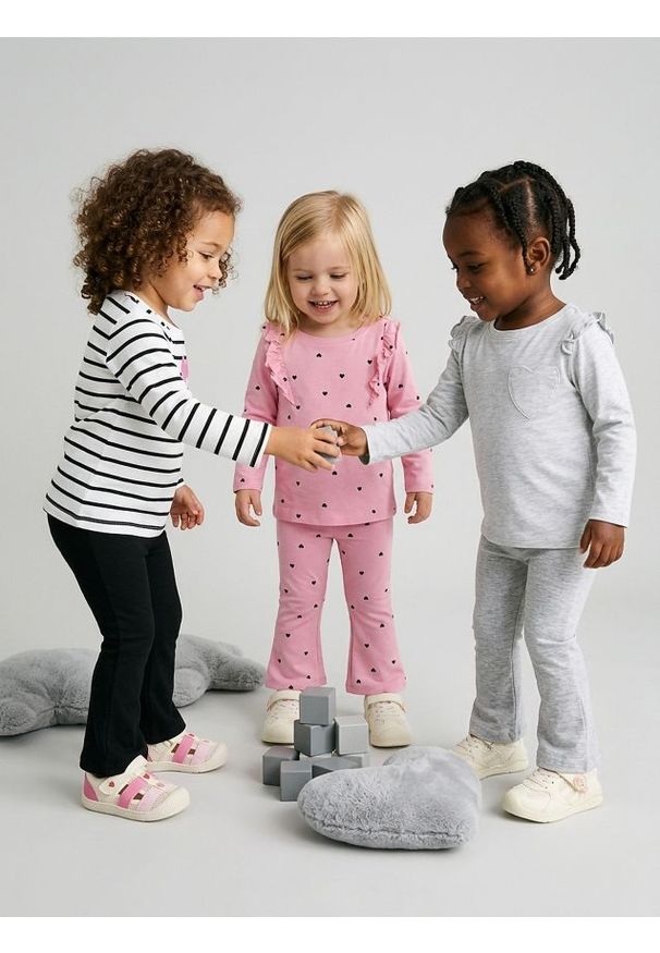 Sinsay - Bawełniane legginsy flare 3 pack - różowy. Kolor: różowy. Materiał: bawełna