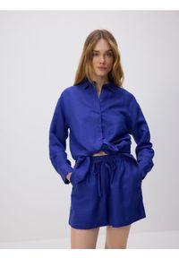 Reserved - Szorty z lnem - niebieski. Kolor: niebieski. Materiał: len