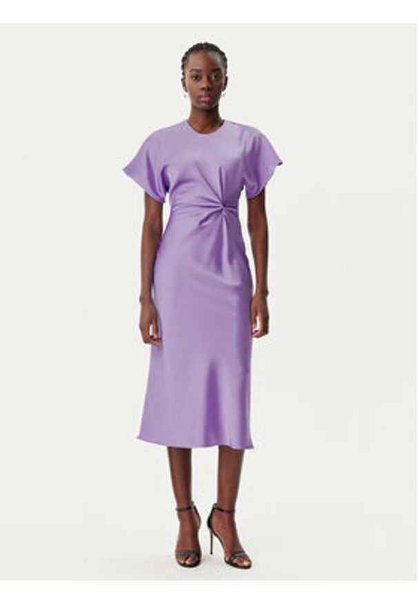 Rinascimento Sukienka koktajlowa CFC0122932003 Fioletowy Regular Fit. Kolor: fioletowy. Materiał: syntetyk. Styl: wizytowy