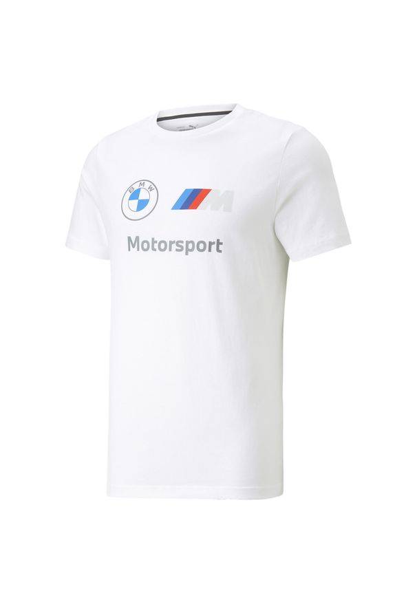 T-shirt z krótkim rękawem męski Puma BMW MMS ESS LOGO. Kolor: biały. Materiał: poliester, bawełna. Długość rękawa: krótki rękaw. Długość: krótkie. Sport: fitness