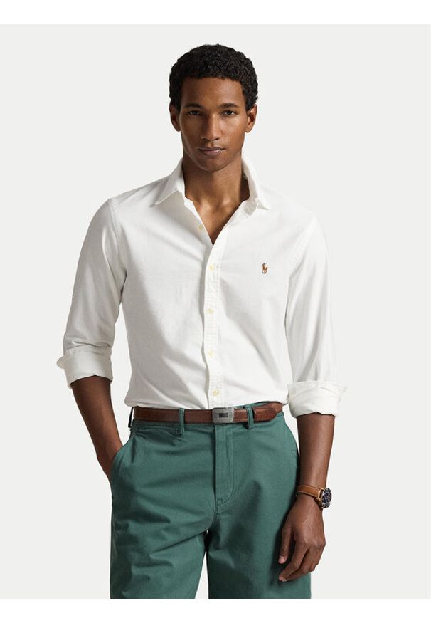 Polo Ralph Lauren Koszula Core Replen 710549084 Biały Slim Fit. Typ kołnierza: polo. Kolor: biały. Materiał: bawełna