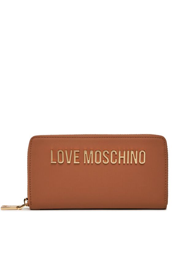 Love Moschino - LOVE MOSCHINO Duży Portfel Damski JC5611PP1IKD0201 Brązowy. Kolor: brązowy. Materiał: skóra