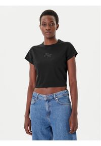 Hugo - HUGO T-Shirt Rhinestone 50551404 Czarny Slim Fit. Kolor: czarny. Materiał: bawełna