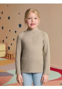 Sinsay - Sweter w prążki - beżowy. Kolor: beżowy. Wzór: prążki