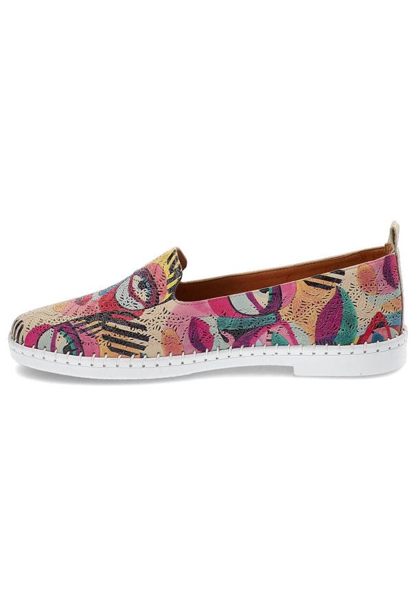 Kolorowe Mokasyny Venezia Modne Buty Damskie. Okazja: na co dzień. Zapięcie: bez zapięcia. Materiał: skóra. Szerokość cholewki: normalna. Wzór: kolorowy. Obcas: na obcasie. Styl: elegancki, casual. Wysokość obcasa: niski