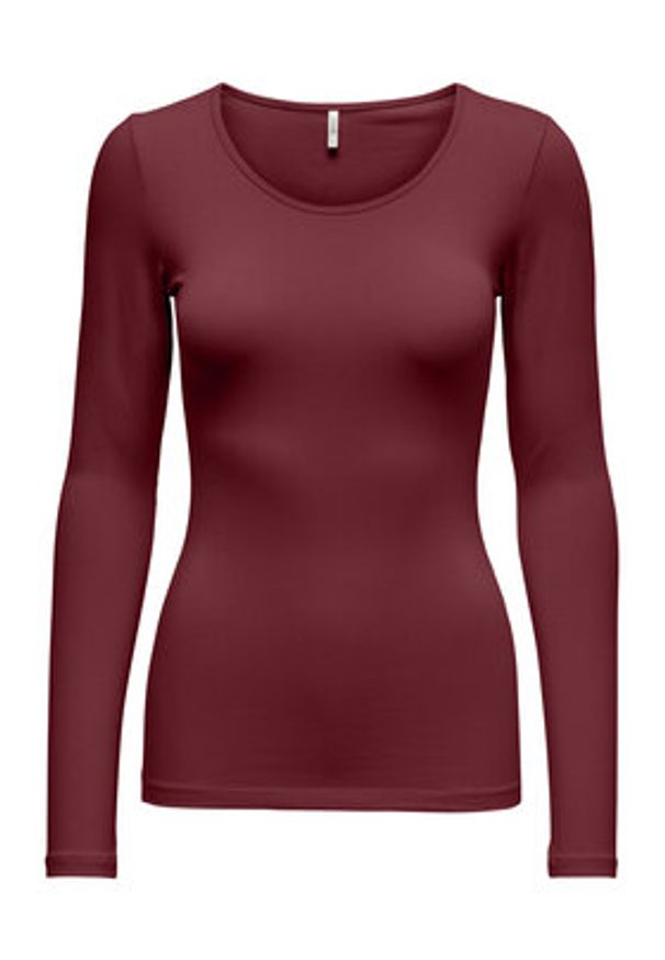 only - ONLY Bluzka Live Love 15204712 Bordowy Stretch Fit. Kolor: czerwony. Materiał: bawełna