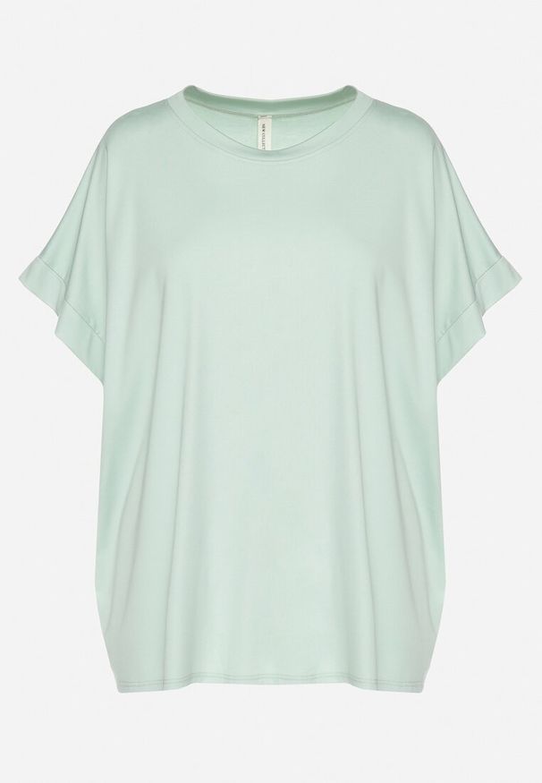 Born2be - Jasnozielony T-shirt z Wiskozą o Kroju Nietoperza Tanariona. Okazja: na co dzień. Kolor: zielony. Materiał: wiskoza. Styl: casual