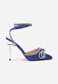 Renee - Niebieskie Sandały Oriphosise. Zapięcie: klamry. Kolor: niebieski. Materiał: satyna #5
