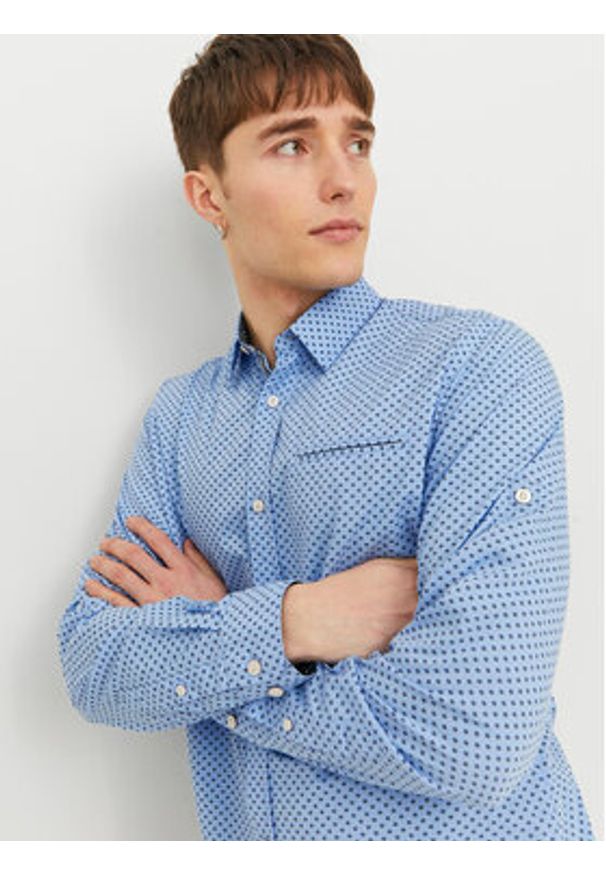 Jack & Jones - Jack&Jones Koszula 12235969 Niebieski Slim Fit. Kolor: niebieski. Materiał: bawełna