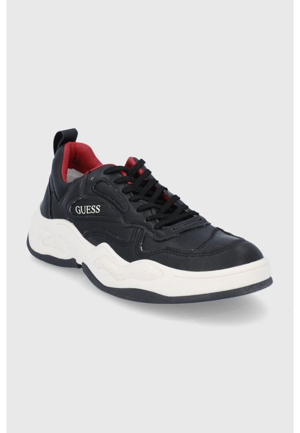 Guess - Buty. Zapięcie: sznurówki. Kolor: czarny. Materiał: skóra, guma