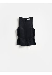 Reserved - LADIES` BLOUSE - czarny. Kolor: czarny. Materiał: len, wiskoza