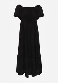 Renee - Czarna Sukienka z Wiskozy o Rozkloszowanym Kroju z Bufiastymi Rękawkami Rosena. Kolor: czarny. Materiał: wiskoza. Długość rękawa: krótki rękaw. Sezon: lato. Typ sukienki: rozkloszowane. Długość: maxi #8