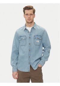 Guess Jeans Koszula jeansowa M5GH56 D5M82 Niebieski Regular Fit. Kolor: niebieski. Materiał: bawełna