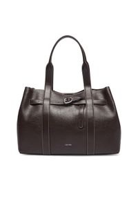 Calvin Klein Torebka Buckle Medium Work Tote LV04F3549G Brązowy. Kolor: brązowy. Materiał: skórzane #1