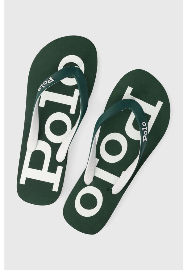 Polo Ralph Lauren japonki BOLT 816861099004.999 męskie kolor zielony. Kolor: zielony. Materiał: materiał. Obcas: na obcasie. Wysokość obcasa: niski