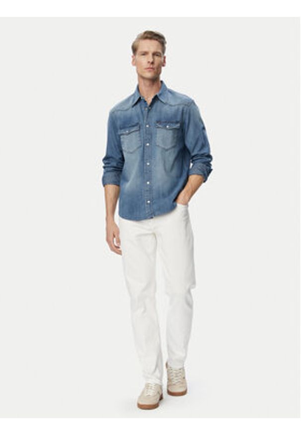 Tommy Jeans Koszula jeansowa Western DM0DM23661 Niebieski Regular Fit. Kolor: niebieski. Materiał: bawełna