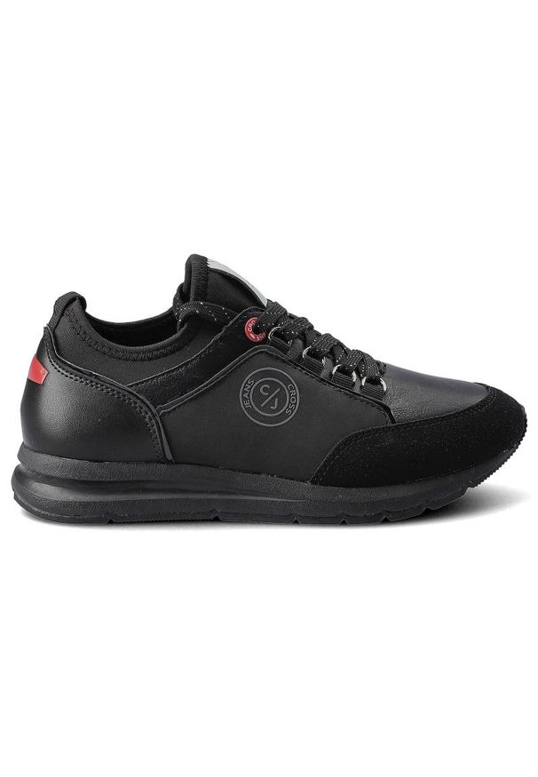 Czarne Sneakersy Cross Jeans Damskie Sportowe Buty. Okazja: na uczelnię. Kolor: czarny. Materiał: skóra ekologiczna, materiał. Szerokość cholewki: normalna. Wzór: aplikacja. Styl: sportowy