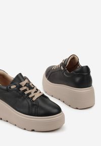Born2be - Czarne Skórzane Półbuty na Grubej Podeszwie Esmeia. Okazja: na co dzień. Kolor: czarny. Materiał: skóra. Styl: casual #7