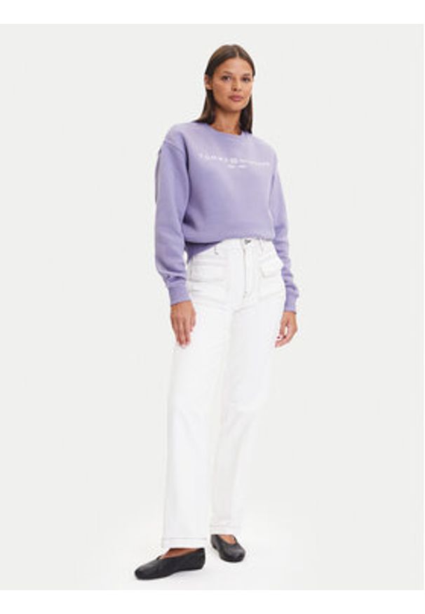 TOMMY HILFIGER - Tommy Hilfiger Bluza WW0WW39791 Fioletowy Relaxed Fit. Kolor: fioletowy. Materiał: bawełna