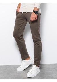 Ombre Clothing - Spodnie męskie dresowe bez ściągacza na nogawce - grafitowe V1 P946 - L. Kolor: szary. Materiał: dresówka #2