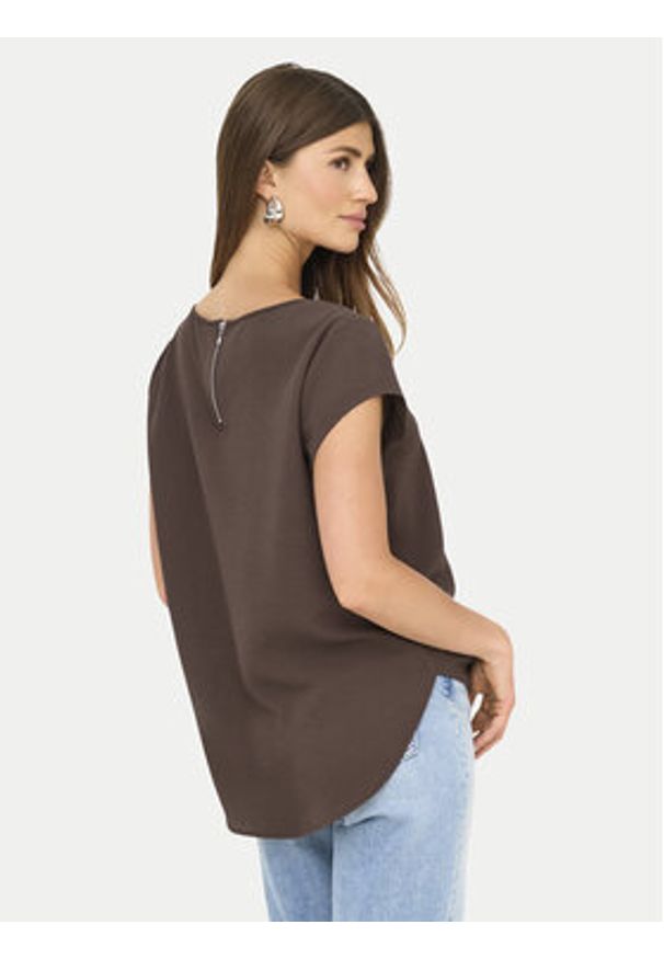 only - ONLY Bluzka Vic 15142784 Brązowy Regular Fit. Kolor: brązowy. Materiał: syntetyk