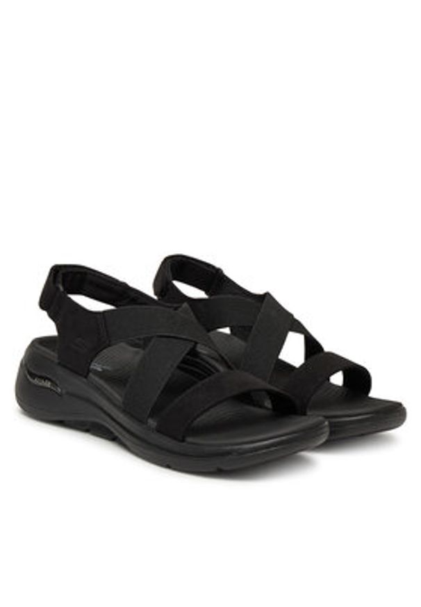 skechers - Skechers Sandały Go Walk Arch Fit Sandal-Treasured 140257/BBK Czarny. Kolor: czarny. Materiał: materiał