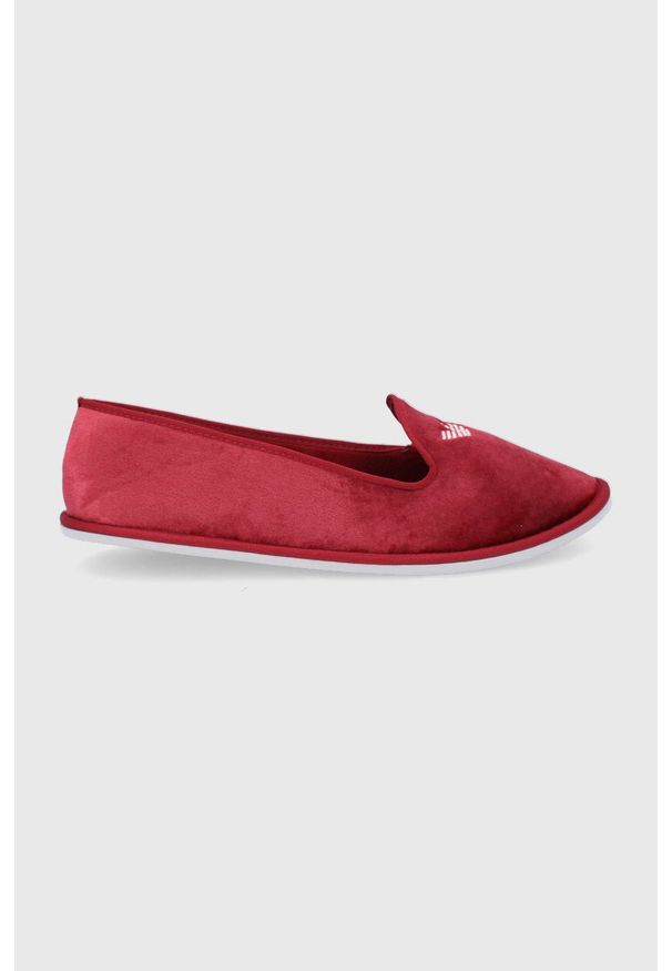 EA7 Emporio Armani Kapcie kolor czerwony. Nosek buta: okrągły. Kolor: czerwony. Materiał: guma