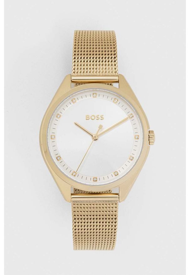BOSS zegarek damski kolor złoty. Kolor: złoty. Materiał: materiał