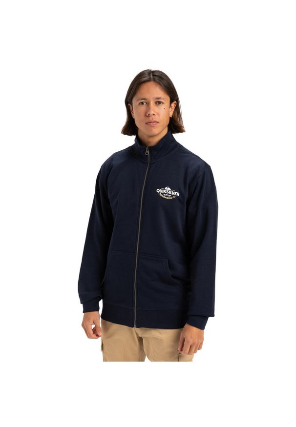 Quiksilver - Bluza na zamek dla Mężczyzn SIMPLE SURF Czarny. Typ kołnierza: kołnierzyk stójkowy. Kolor: niebieski. Materiał: bawełna, poliester, dzianina. Długość rękawa: długi rękaw. Długość: długie