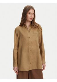 Max Mara Koszula Noel 2516111018 Brązowy Regular Fit. Kolor: brązowy. Materiał: len
