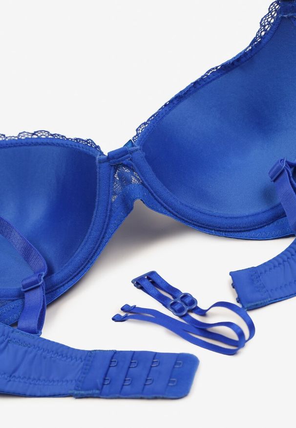 Renee - Niebieski Biustonosz Full Cup z Koronką Tinallore. Kolor: niebieski. Materiał: koronka. Wzór: koronka