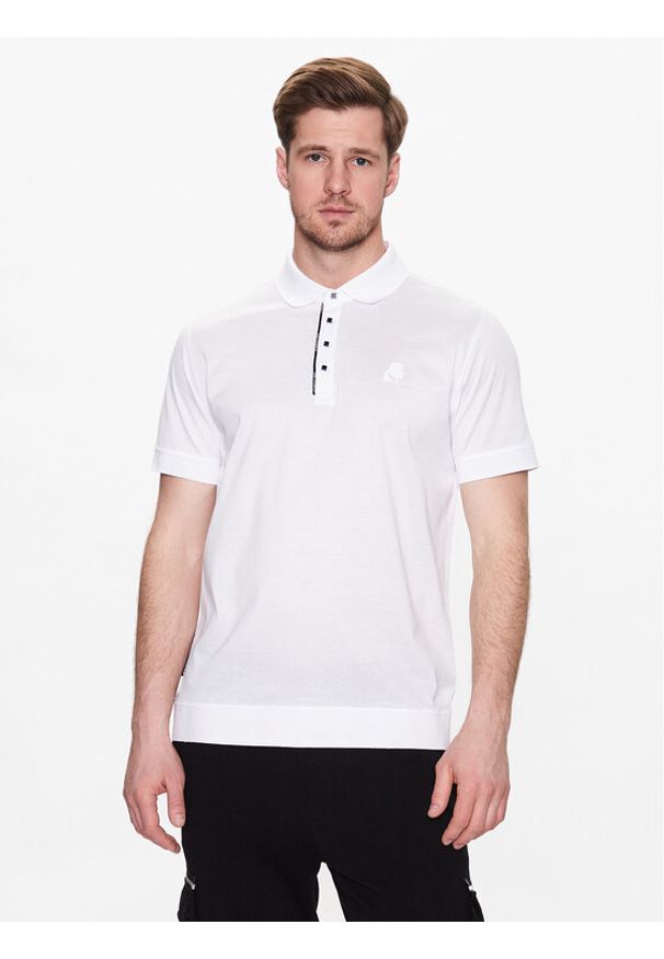 Karl Lagerfeld - KARL LAGERFELD Polo 745001 532200 Biały Regular Fit. Typ kołnierza: polo. Kolor: biały. Materiał: bawełna