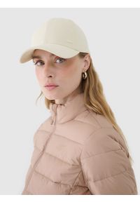 4f - 4F Kurtka puchowa z wypełnieniem syntetycznym damska - beżowa XXL. Okazja: na co dzień. Typ kołnierza: kołnierzyk stójkowy. Kolor: beżowy. Materiał: syntetyk, puch. Długość: długie. Styl: casual, klasyczny, sportowy #2