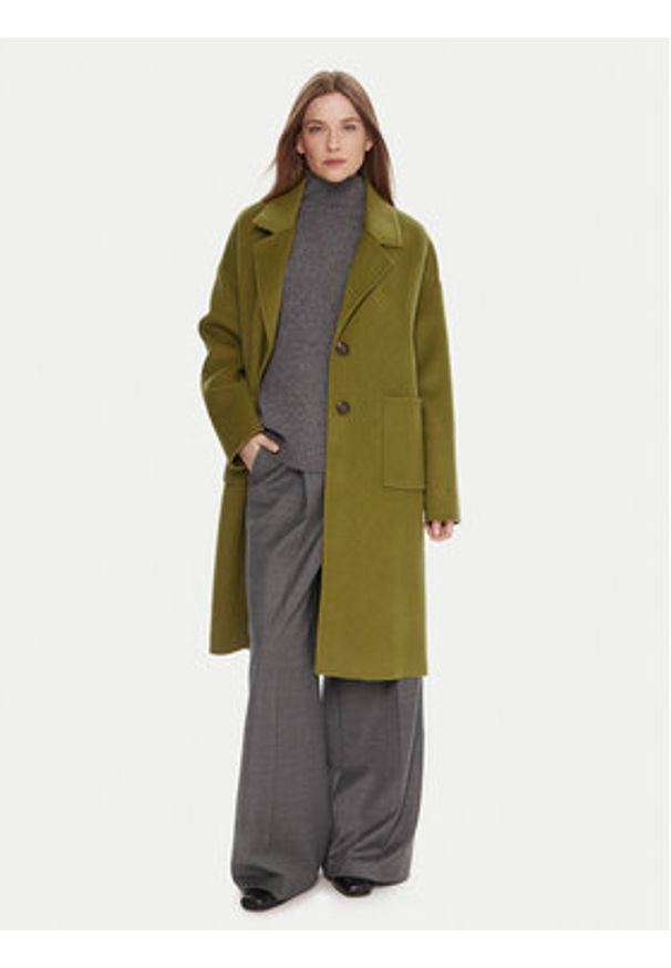 United Colors of Benetton - United Colors Of Benetton Płaszcz wełniany 28F7DN082 Zielony Regular Fit. Kolor: zielony. Materiał: syntetyk