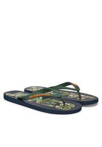Jack & Jones - Jack&Jones Japonki Jfwlogo Palm Print Flip Flop Ln 12230642 Granatowy. Kolor: niebieski. Wzór: nadruk #6