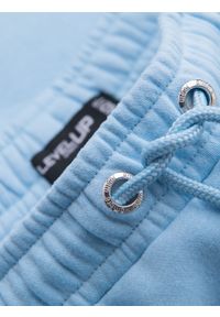 Ombre Clothing - Szorty dresowe unisex ze ściągaczem w pasie – błękitne V8 OU-SRBC-0101 - XL/XXL. Kolor: niebieski. Materiał: dresówka. Wzór: aplikacja. Styl: sportowy #9